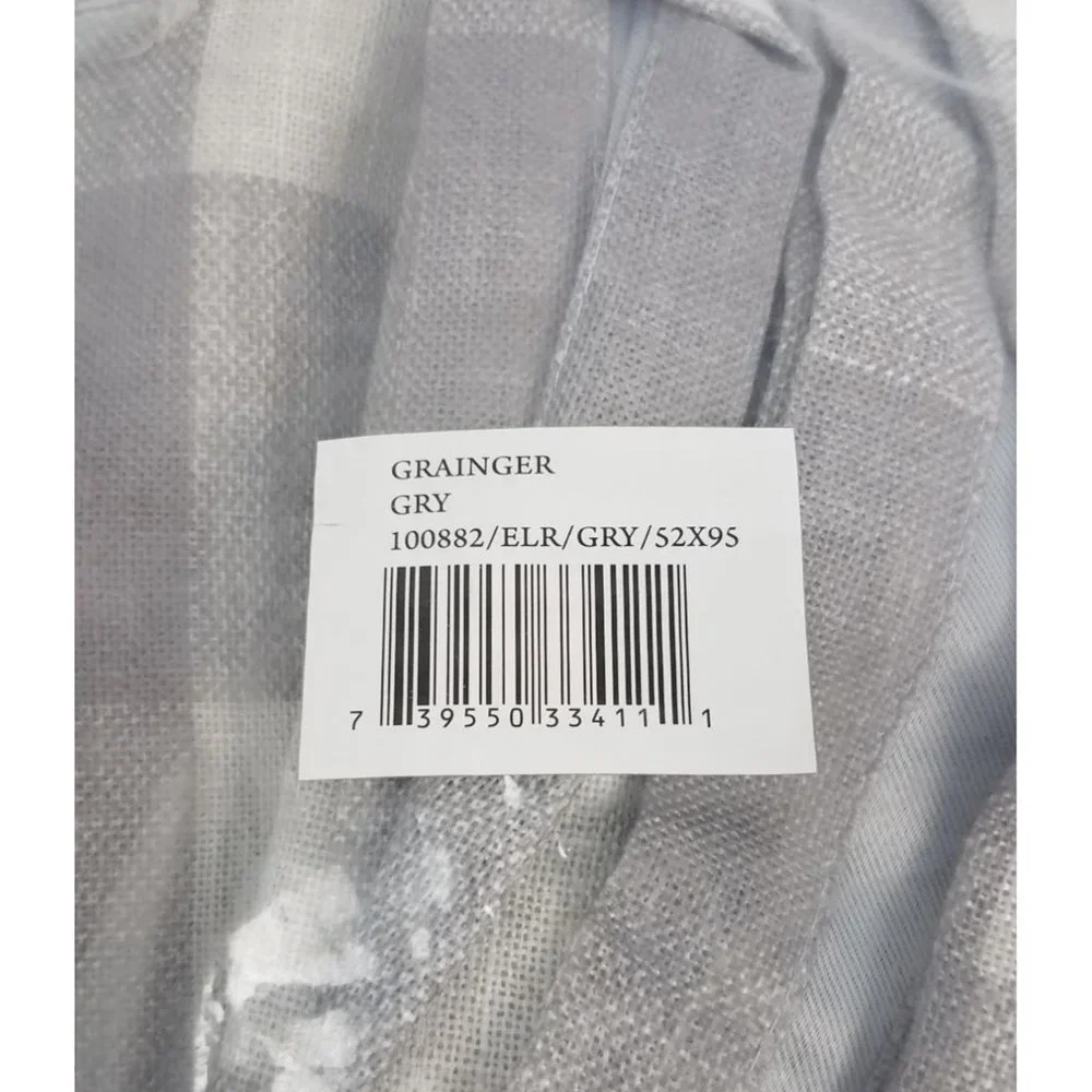 Grainger Grey Linen Buffalo Check 52x95 Blackout Rod/Tab Curtain Panel